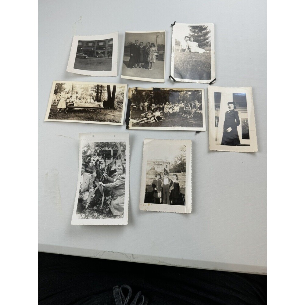 Vintage Photos Lot Of 8 Picnic Automobile Pickwick Drug Store Ice Cream Shop